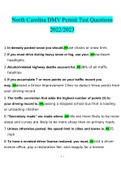 NC DMV Permit Test Questions.docx Questions with 100% Correct Answers UPDATED 2022