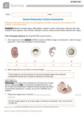 AP BIOLOGY Student Exploration: Embryo Development Gizmo