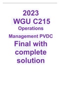  2023 WGU C215 Operations Management PVDC Final with complete solution