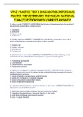 VTNE PRACTICE TEST 1 DIAGNOSTICS|PETERSON'S MASTER THE VETERINARY TECHNICIAN NATIONAL EXAM|QUESTIONS WITH CORRECT ANSWERS