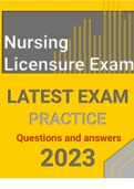 Nursing Licensure Exam Questions and answers