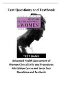 Advanced Health Assessment of Women Clinical Skills and Procedures 4th Edition Carcio and Secor Test Questions and Textbook