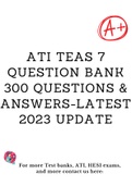 ATI TEAS 7 QUESTION BANK 300Questions & Answers-Latest 2023 Update