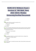 NURS 6512 Midterm Exam ( Version6, 100 Q&A, New, 2022-2023): Walden University|Verified Document