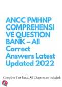 ANCC PMHNP COMPREHENSIVE Q bank answered all correctly answered; latest updated summer 2022.