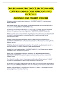 CRCR EXAM MULTIPLE CHOICE, CRCR EXAM PREP, CERTIFIED REVENUE CYCLE REPRESENTATIVE - CRCR (2021) QUESTIONS AND CORRECT ANSWERS