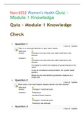 Nurs 6552 Women’s Health Quiz - Module 1 Knowledge