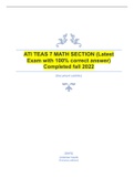 ATI TEAS 7 MATH SECTION (Latest Exam with 100% correct answer) Completed fall 2022