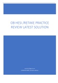 OB HESI /RETAKE PRACTICE  REVIEW LATEST SOLUTION