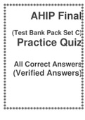 AHIP Final (Test Bank Pack Set C) Practice Quiz All Correct Answers (Verified Answers)