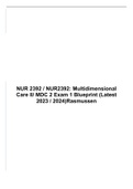 NUR2392 Multidimensional Care II Exam 1 Blueprint (Latest 2023)Rasmussen