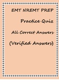 EMT NREMT PREP Practice Quiz All Correct Answers (Verified Answers)