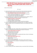 HESI RN EXIT Exam Questions and Answers 100% correct latest student guide 2022, Exams for Nursing