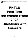 PHTLS Post test 9th edition Exam 2023 Questions with Answers.