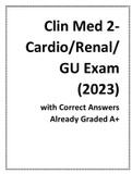 Clin Med 2- Cardio/Renal/GU Exam (2023) with Correct Answers Already Graded A+