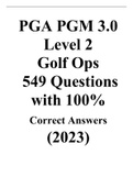 PGA PGM 3.0 Level 2 Golf Ops 549 Questions with 100% Correct Answers (2023)