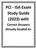 PCI - ISA Exam Study Guide (2023) with Correct Answers Already Graded A+