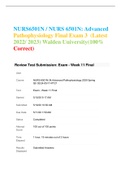 NURS6501N / NURS 6501N: Advanced Pathophysiology Final Exam 3  (Latest 2022/ 2023) Walden University(100% Correct)