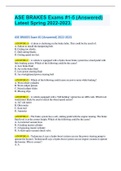 ASE BRAKES Exams #1-5 (Answered) Latest Spring 2022-2023.