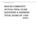 HESI RN COMMUNITY ACTUAL FINAL EXAM QUESTIONS & ANSWERS Total score of 1320  rnhesi