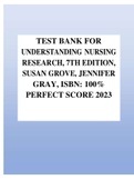 TEST BANK FOR UNDERSTANDING NURSING RESEARCH, 7TH EDITION, SUSAN GROVE, JENNIFER GRAY, ISBN: 100% PERFECT SCORE 2023 