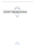 GCE Computer Science H446/02: Algorithms and programming A Level Mark Scheme for June 2022 Computer Science