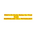 PHGY170 Study Notes for Final Exam MAMMALIAN CELL PHYSIOLOGY