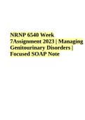NRNP 6540 Week 7Assignment 2023 | Managing Genitourinary Disorders | Focused SOAP Note