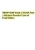 NRNP 6540 Week 2 SOAP Note | Advance Practice Care of Frail Elders
