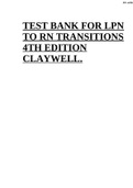 TEST BANK FOR LPN TO RN TRANSITIONS 4TH EDITION CLAYWELL