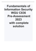 Fundamentals of Information Security - WGU C836 Pre-Assessment 2023 with complete solution