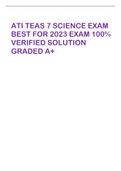 ATI TEAS 7 SCIENCE EXAM BEST FOR 2023 EXAM 100%  VERIFIED SOLUTION  GRADED A+