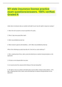 NY state insurance license practice exam questions/answers. 100% verified. Graded A