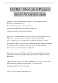 CPHQ  Module 5 Patient Safety With Solution