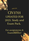 CIV3701 Compiled Study & Exam Pack for 2023 (Questions & Answers) QUALITY PACK! 