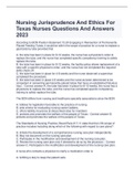 Nursing Jurisprudence And Ethics For Texas Nurses Questions And Answers 2023