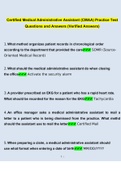 Certified Medical Administrative Assistant (CMAA) Practice Test Questions and Answers (2022/2023) (Verified Answers)