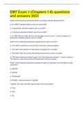 EMT Exam 1 (Chapters 1-8) questions and answers 2023