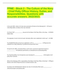 PPME - Block 2 - The Culture of the Navy - Chief Petty Officer History, Duties, and Responsibilities. Questions with accurate answers. 2022/2023.