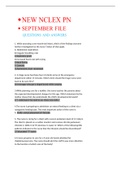 •	NEW NCLEX PN •	SEPTEMBER FILE QUESTIONS AND ANSWERS