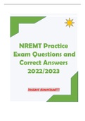 Nremt exam and practice questions with answers 2022/2023