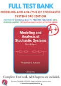 Solutions Manual for Modeling and Analysis of Stochastic Systems 3rd Edition by Vidyadhar G. Kulkarni Chapter 1-10 Complete Guide A+