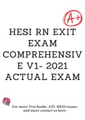 HESI RN EXIT EXAM COMPREHENSIVE V1- 2021 ACTUAL EXAM