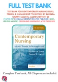 Test Bank For Contemporary Nursing Issues, Trends, & Management 9th Edition by Barbara Cherry, Susan R. Jacob Chapter 1-28