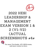 2022 Hesi Leadership & Management Exam Version 1 & 2 (V1-V2) (Actual Screenshots #4#