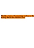 NR 566 Advanced Pharmacology for Care of the Family: NR 566 Final Exam Review.