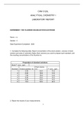 FSU CHM 3120L LAB REPORT ANSWER