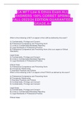 CA MFT Law & Ethics Exam ALL ANSWERS 100% CORRET SPRING FALL-2023/24 EDITION GUARANTEED GRADE A+