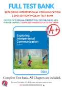 Test Bank for Exploring Interpersonal Communication v2.0 by Scott McLean Chapter 1-12 Complete Guide A+