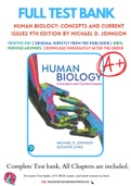 Test Bank for Human Biology: Concepts and Current Issues 9th Edition by Michael D. Johnson Chapter 1-24 Complete Guide A+